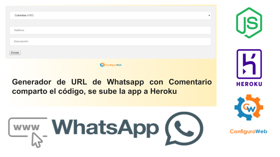 Generador de URL de Whatsapp con Comentario comparto el código, se sube la app a Heroku