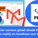 Como enviar correos gmail desde PHP con la función mail() en localhost con XAMPP